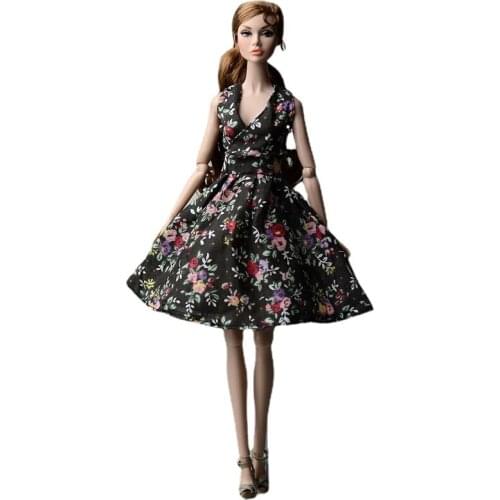 Countryside Black Floral Doll Outfits For Barbie Dress 1/6 BJD Clothes 11.5" Dollhouse Accessories Kids & Baby Cosplay Toys Gift