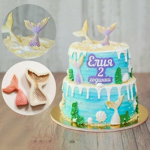 Silicone Mold Mermaid Tail Conch Patten Paste Chocolate Fondant Cake Molds Candy Molds Party Cupcake Decorating Tools Soap Molds