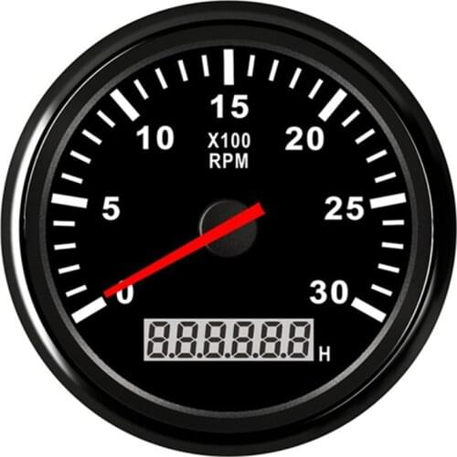 85mm Tachometer Gauge with LCD Hour Meter 3000 RPM Car Boat Tacho Sensor Marine Tacho Meters 12V/24V Red Backlight