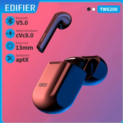 EDIFIER TWS200 TWS Earbuds Qualcomm aptX Wireless earphone Bluetooth 5.0 cVc Dual MIC Noise cancelling up to 24h playback time