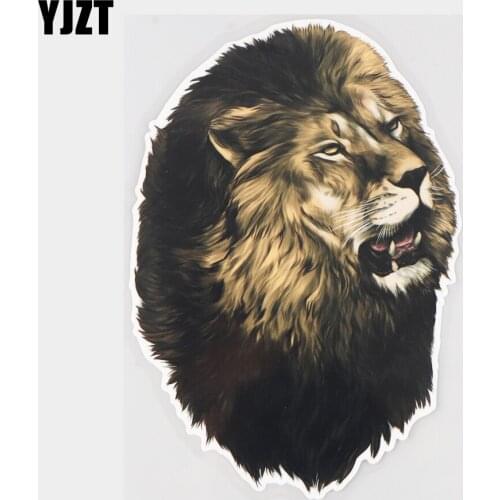 YJZT 12.5×18.3CM Lion With Open Mouth Cartoon Decal Waterproof Scratch Decoration Car Stickers 21A-0530