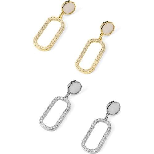 S925 Silver Ear Needle Stud Earrings Fresh Mother Pearl With Zircon Brass 14kReal Gold South Korea Jewelry for Women HYACINTH