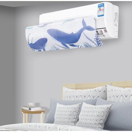 1Pc Universal Cute Duck Whale Print Air Conditioner Deflector Anti Direct Blowing Wind Shield Folding Air Conditioner Cover