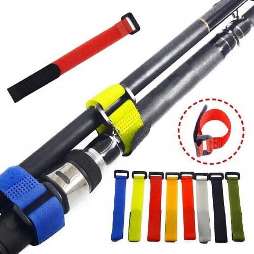 10Pcs Reusable Fishing Rod Tie Holder Strap Suspenders Fastener Hook Loop Cable Cord Nylon Fixing Ties Belt Fishing Accessories