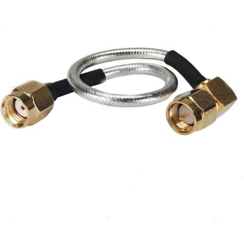 1pce RP-SMA Male jack to SMA Male Plug Right angle RG405 0.086" Silver Cable Semi-rigid Flexible Pigtail 4inch~20M RF Connector