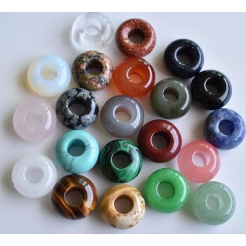 2020 Fashion good quality natural stone mixed round shape big hole beads For Bracelet Charms 50pcs/lot wholesale free shipping