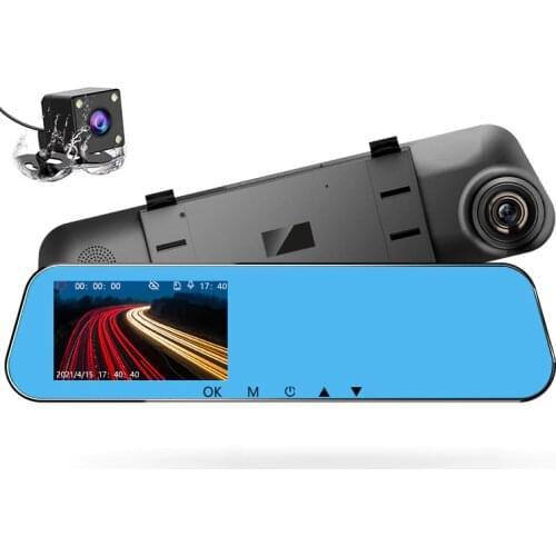 24H Car DVR Dash Camera Rear View Dual Lens 1080P 4.3 inch Full HD Cycle Recording Dash Cam Video Recorder Mirror Dashcam