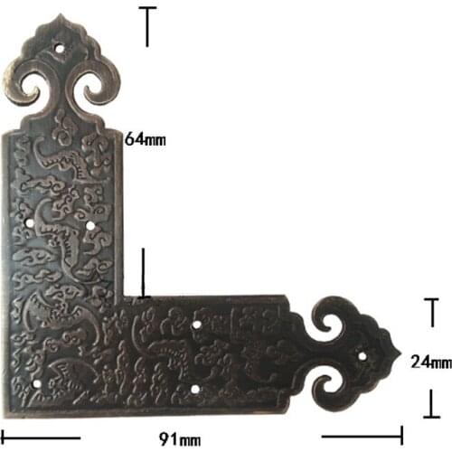 4PCS 91mm Ancient Vintage Filigree L Brass Bat Corner Cabochon Flatback Scrapbooking Wooden Box Lucky Decor Corner