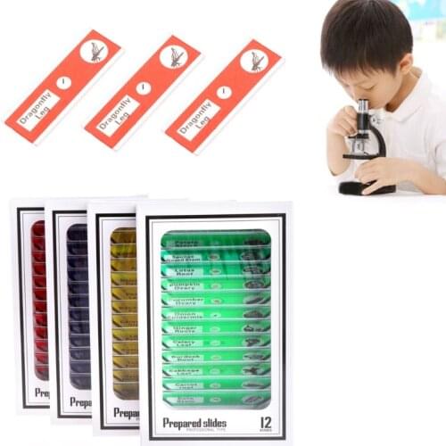 48Pcs/Set Prepared Microscope Slides Specimen Animals Insects Plants Flowers Sample Apr