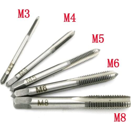 5PCS/Set Ball bearing steel M3 M4 M5 M6 M8 Machine Spiral Point Straight Fluted Screw Thread Metric Plug Hand Tap Drill Set