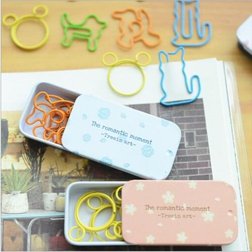 Free Shipping One Box 10 pieces Korea Stationery Novelty Cute Metal Paper Clips Animal Shaped Paper Clip Bookmarks