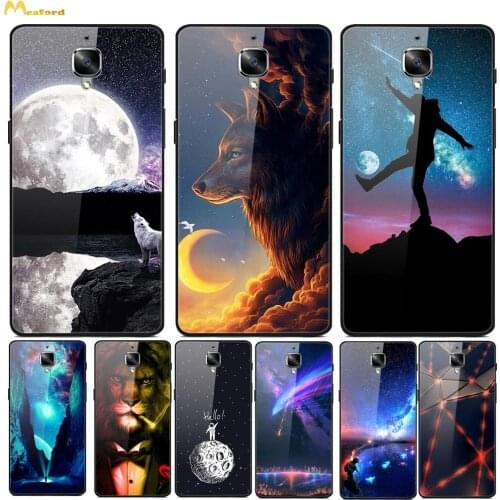 Case For Oneplus 3t Phone Cover One plus Three 3t Tempered Glass+Silicone Painted Fundas 1+3t OnePlus3 T Cases Etui Black Bumper