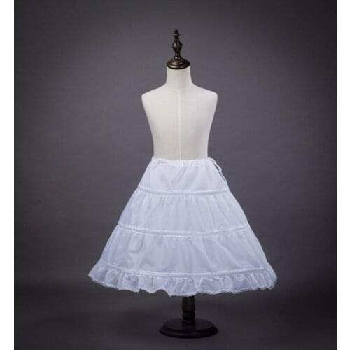 In Stock Three Hoops Children Petticoat Kid Crinoline For Flower Girl Dresses White Little Girl Petticoat one size Kids 4-12Y