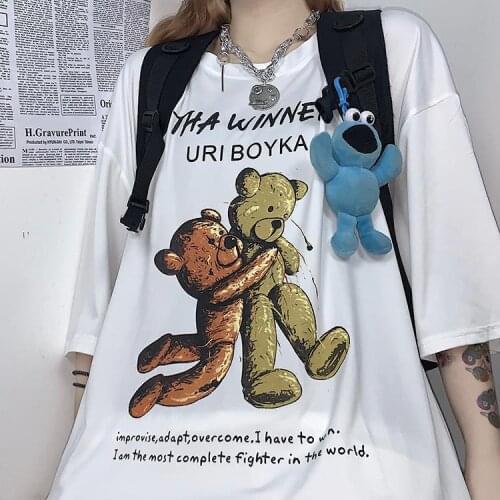 T-shirt women Harajuku Street Style T-shirt kawaii Casual Short Sleeve Loose Summer Tops Oversized T-shirt Japanese Style S-5XL