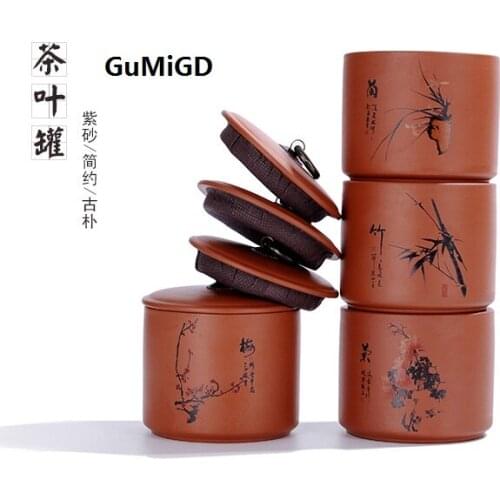 Quality purple tea canister ceramic trumpet tea packing box sealing jar