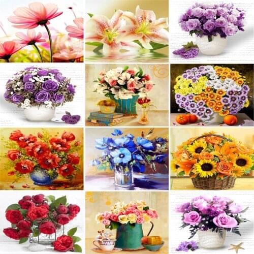 GATYZTORY DIY Painting By Numbers For Adults Flowers Picture By Numbers Handpainted Oil Painting For Home Decors Crafts Kit