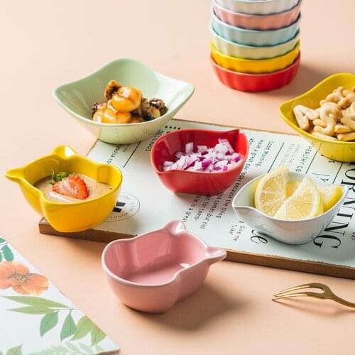 Japanese Ceramic Dishes, Small Dishes, Household Cute Cartoon Sauce Dishes, Hot Pot Dipping Dishes, Creative Snack Dishes