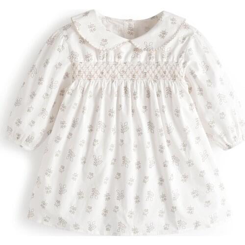 Korean Baby Girls Smocked Dress Kids Floral Romper Sister Matching Clothes Twin Outfits Newborn Girls Hand Made Smocking Dress