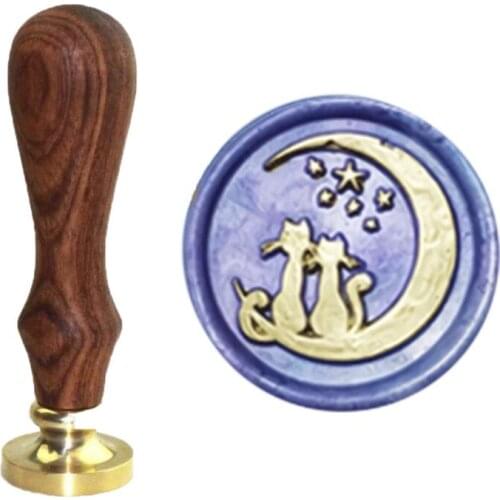 Cat and Moon Wax Seal Wedding Invitation Retro Diy Envelope Stamps Birthday Card Scapbooking Decorative Gift