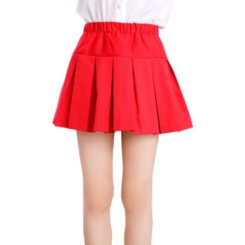 Red White Kids Baby Girls Pleated Skirt 2019 Summer Autumn Big Girls Cotton Skirt School Children Clothes Age 4 6 8 10 12 14 Y