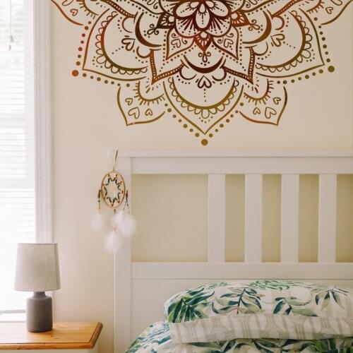 Creative Lotus Pattern Wall Stickers Headboard Bed Backdrop Wall Decoration Living Room Bedroom Decor Wallstickers Vinyl Mural