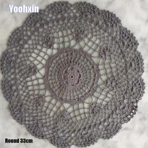 33cm HOT Lace Round cotton table place mat dish pad Cloth crochet placemat cup mug tablecloth tea coaster handmade doily kitchen