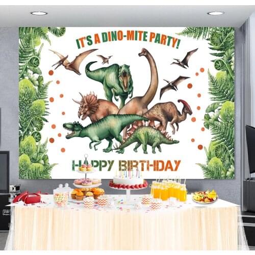 Laeacco Jurassic Park Theme Birthday Party Backdrop Banners Poster Cartoon Jungle Dinosaur Photography Background Photo Studio
