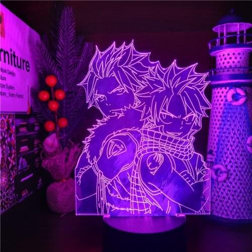 Manga 3d Lamp Fairy Tail Natsu Gray Fullbuster LED Night Light for Room Children Gifts Battery Powered Table Desk 3d Lamp Manga