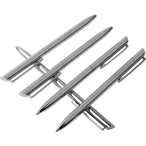 Metal Ballpoint Pen Stainless Steel Rotating Ball Pens For School Office Bright Silve Writing Point 0.7mm Ink Refill Black Blue