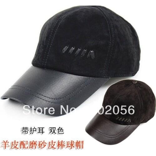 Unisex Fashion real leather Baseball CAP Ball Cap Leather hat Stylish Baseball Ball Cap hats 12pcs/lot #3106