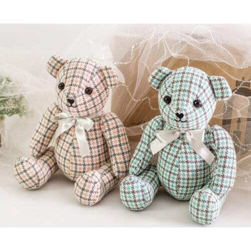 Fashion Houndstooth Bear stuffed doll Cute Bear Stuffed Plush Toys Kids Children Soft Toys Birthday Gift For Girlfriend Girl