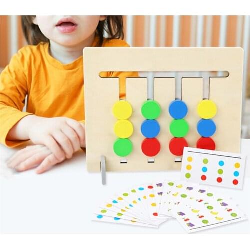 Montessori Wooden Four-color Fruit Matching Game Toys For For Children Kids Logic Game Double-sided Educational Toy Gift Oyuncak