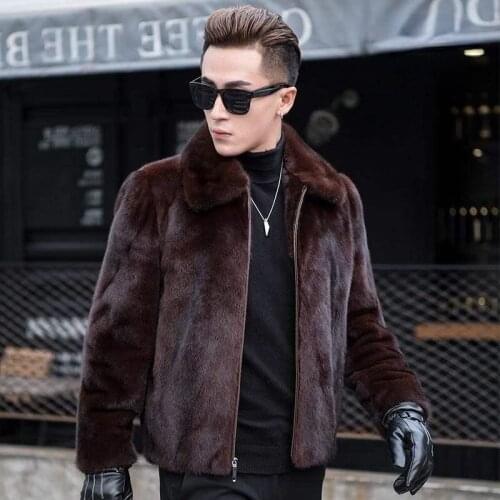 2021 Autumn Winter Men Faux Fur Coat Jacket Male Fashion Loose Warm Coat Male Streetwear Thicken Outwear Casual Overcoat B493