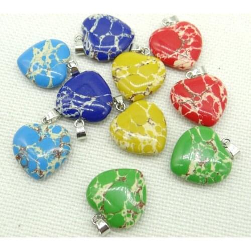 Natuurlijke Gem Stone Quartz Crystal Tiger Eye Sodaliet Charms Hart Hangers Diy Sieraden Maken Ketting Mannen Vrouwen Gift 24Pcs