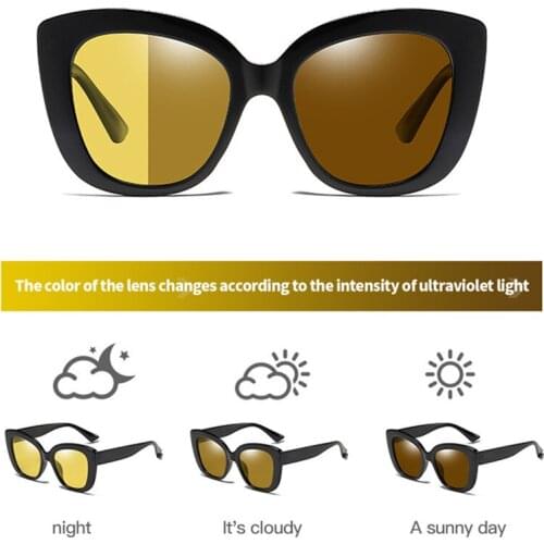 FENCHI Cat Eye Women Night Vision Glasses Polarized Yellow Sunglasses Driving Night Vision Goggles For Car Vision Nocturna