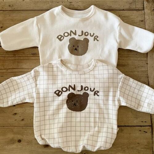 Autumn Baby Long Sleeve T Shirts 2021 New Cute Bear Print Boys Sweatshirt Cotton Baby Girl Cartoon Tops Toddler Kids Shirts