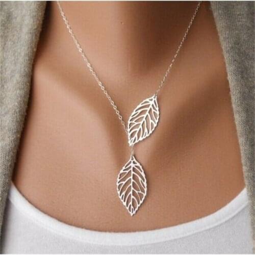 Leaf Necklace double leaf clavicle chain jewelry womens jewelry