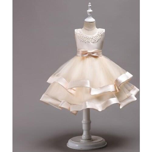 Appliques Pink Lace for Girls Wedding Dress Flower Dress for Girls Beaded for Girls Evening First Communion Dress for Baptism Bi