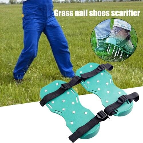 1 Pair Lawn Aerator Shoes Cultivator Yard Garden Ripper Grass Spikes Adjustable Straps Garden Supplies