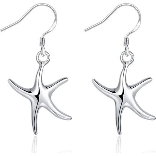 925 Silver Earrings Starfish Drop Earring For Women Fashion Silver Earrings Jewelry Gift