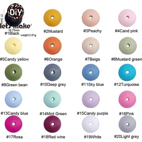 Lets Make 20pcs 15mm Silicone Abacus Beads Baby Teether Food Grade Silicone Beads For Nursing Necklace Baby Toys Abacus Beads