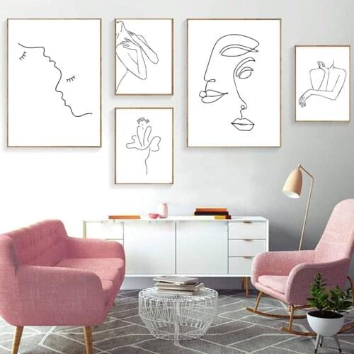 Nordic Painting Poster Minimalism Wall Art Abstract Line Body Poster One Line Painting Wall Picture Frame Living Room Decoration