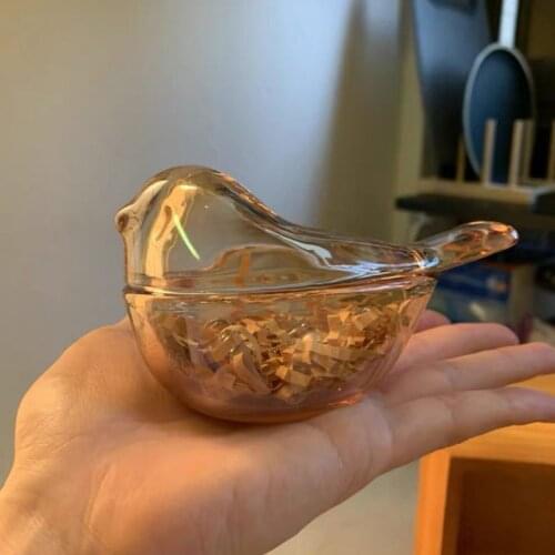 Yellow Bird Glass Storage Tank Jewelry Storage Box Home Decoration Ring Necklace Earrings kitchen storage sugar container