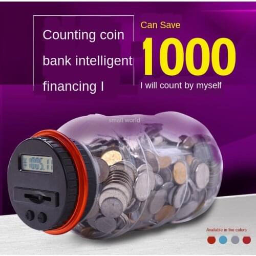 Smart Piggy Bank Automatic Recognition and Counting Transparent Piggy Bank for Coins Can Store 1000 Coins Money Saving Box