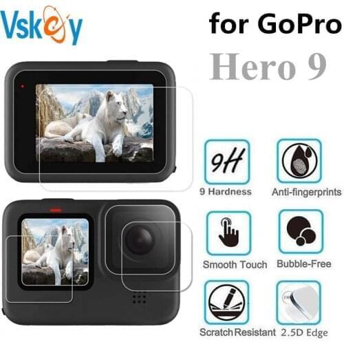 VSKEY 30PCS Tempered Glass for GoPro Hero 9 Camera LCD Screen Protector Lens Cap Scratch-resistant Protective Film