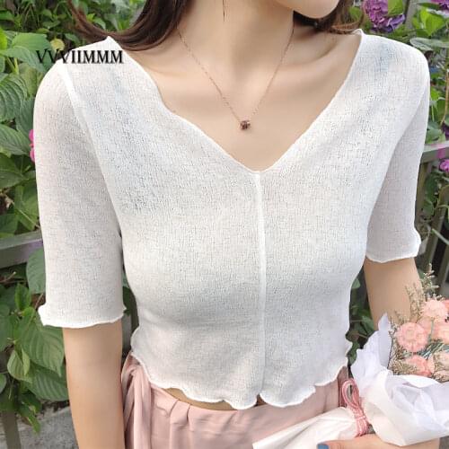 VVVIIMMM Women's Knitted T-shirts