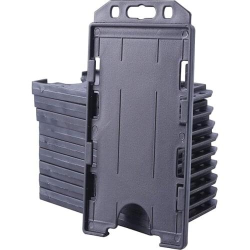 XRHYY Pack Of 5 Heavy Duty 2-Sided Open Faced Vertical Dual-Use Double Sided Rigid ID Card Holder Badge Holder-Black