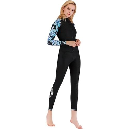 Womens Sport Surf Swimming Suit 2 Pieces/set Long Sleeves+Pants+Shorts Patchwork 2019 newest Swimwear rash guard