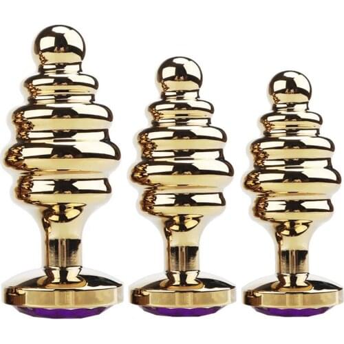 Gold Spiral Anal Plug Anus Dilator G Spot Metal Butt Plug Bottom Jewelry Dilatador Anal Expander Adult Sex Toys Erotic Ass Plug