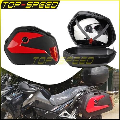 Red 1 Pair Motorcycle Street Sport Bike Trunk Side Pannier 20L Hard Side Boxes Cargo for Honda CBR600 CBR1000 CB NC CBF 500 750